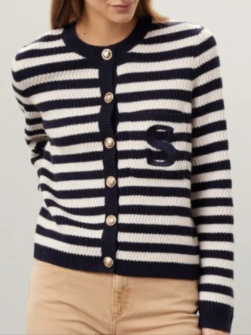 SANDRO Striped Knit Cardigan - Picture 4 of 8